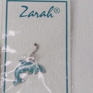 Zarah Sterling Silver Enamel Dolphin Jewelry Charm - New Old Stock